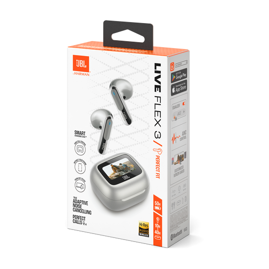 JBL Live Flex 3 - Silver - True wireless noise-cancelling open-stick earbuds - Detailshot 15